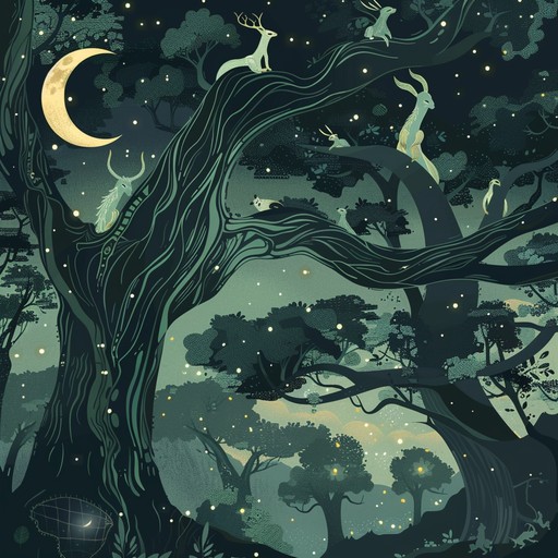 A symphonic journey through an enchanted forest, blending rich orchestral textures with mystical and dreamy passages. This piece transports listeners to a verdant, magical land replete with mythical creatures and ancient trees bathed in moonlight. The music, featuring lush string melodies, woodwind trills, and resounding brass, embodies the forest's serene beauty and hidden secrets.