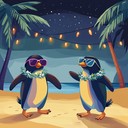 upbeat island melodies with dancing penguins for fun vibes