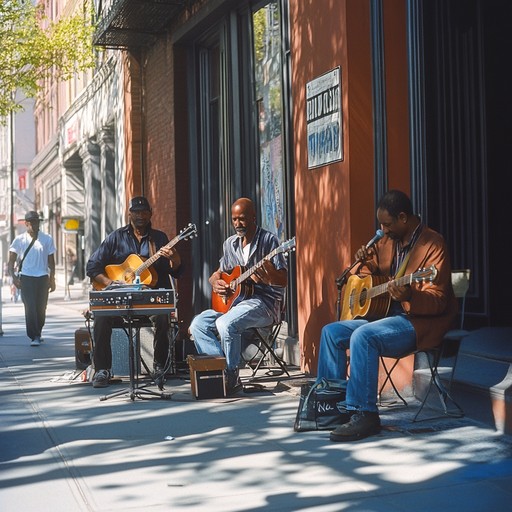 A lively and cheerful blues piece featuring spirited guitar playing and a driving rhythm, capturing the essence of happiness on a bright day.