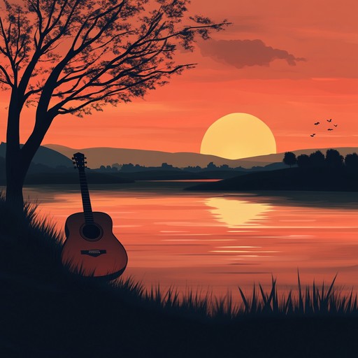 An instrumental blues piece featuring gentle guitar melodies and smooth rhythms, evoking the peaceful atmosphere of twilight and the tranquility of the fading day.