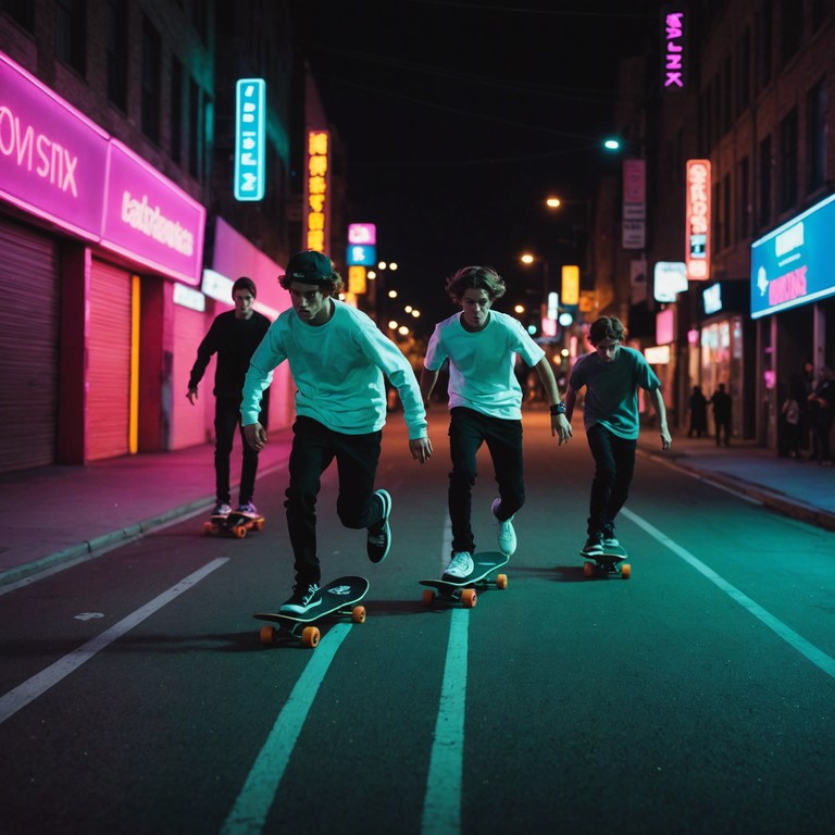 Exploring the vibrant intersection of urban skate culture and punk music, neon rebellion city skate offers a soundtrack to the adventures on city streets after dark. With driving rhythms and spirited electric guitar, it captures a sense of freedom and youthful defiance.