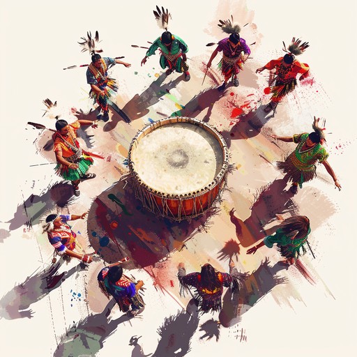 An instrumental track filled with traditional drumming and enchanting flutework, celebrating the joy and unity of tribal festivals. It transports listeners to a vibrant community gathering, with interwoven rhythms and melodies embodying cultural richness and jubilance.