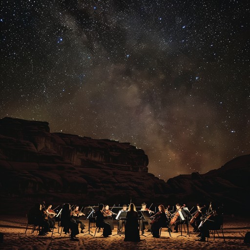 This piece takes the listener on a captivating orchestral adventure through mystical deserts, using lush string harmonies, evocative brass, and enchanting woodwinds to create a sensual and majestic atmosphere, perfect for evoking exotic romance and grandeur.