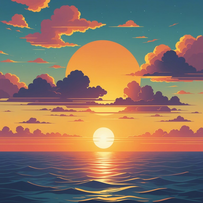 Imagine a track that captures the essence of soaring through a clear, vivid sky. The music features layered synth patterns that build with an exhilarating rhythm, reflecting the freedom and joy of a boundless horizon. It crescendos with bright, sparkling top notes that mimic the sun's rays touching cloud peaks.