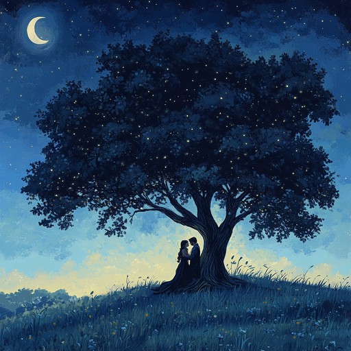 A tender, romantic composition that paints the image of two lovers meeting under the moonlit sky. The ethereal sounds of the harp set the scene, creating a magical ambiance. Gentle violin melodies enhance the feeling of a timeless connection, while occasional wind chimes add a sprinkle of enchantment. The track is a perfect blend of dreamy and tender, ideal for moments of quiet intimacy or magical evenings.