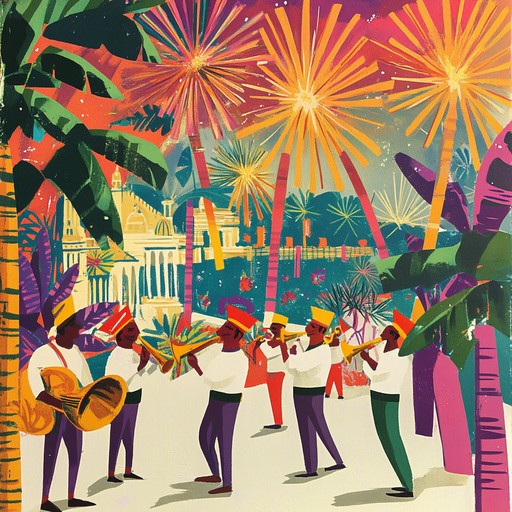 Bright horns playfully dance with rhythmic samba beats, crafting a whimsical carnival atmosphere. This piece exemplifies a lively, festive latin jazz experience, where every note feels like a step in a joyful parade.