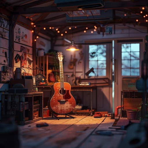 Capture the essence of love and warmth felt in a cozy garage, filled with whispering tunes of a night. Featuring a heartfelt guitar melody, the song is enhanced with light percussion and ambient sounds, immersing the listener in an intimate world.