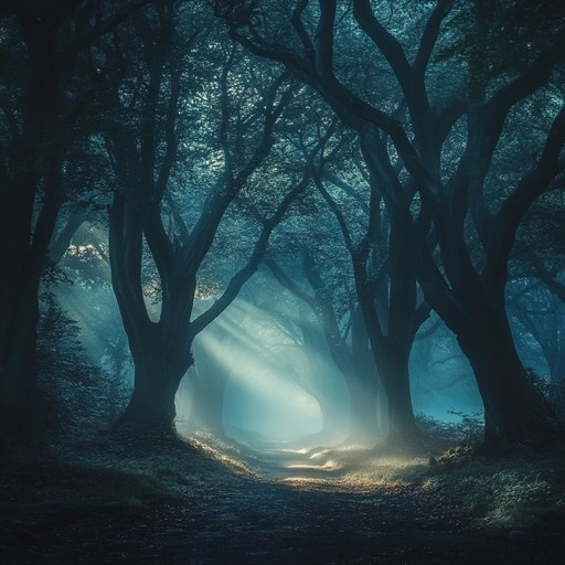 Immerse yourself in an ethereal soundscape that captures the essence of a magical forest, where exotic melodies guide you through whispers of ancient trees and mythical spirits