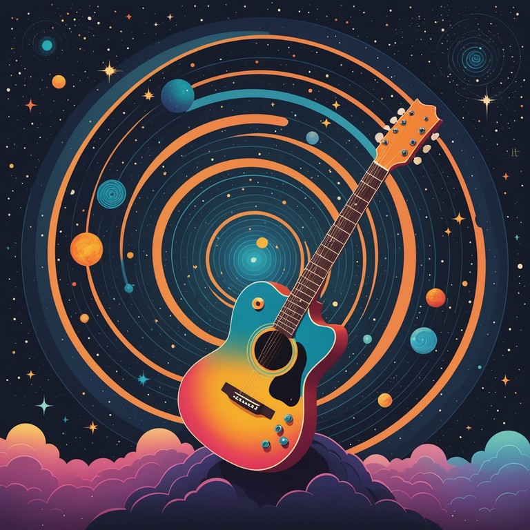 Imagine navigating through starry constellations driven by an intense electric guitar and a backdrop of progressive rhythms, with the music painting every pulse and shimmer of cosmic wonders.