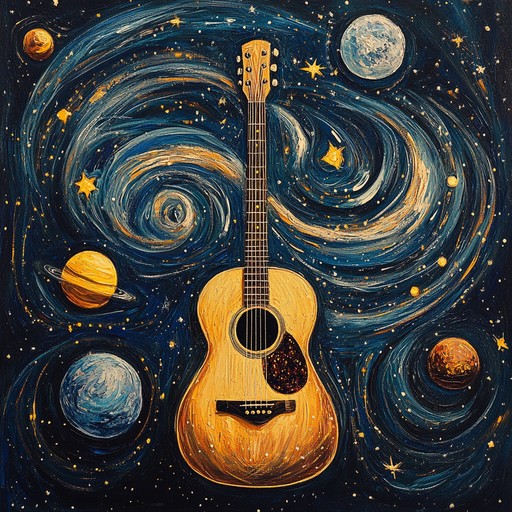 This track combines the intense passion of traditional flamenco guitar with futuristic electronic soundscapes, creating a unique and unusual fusion. The flamenco guitar leads with its soulful and rhythmic melodies, while ambient, spacey effects blend in, transporting the listener to an otherworldly, yet deeply emotional experience