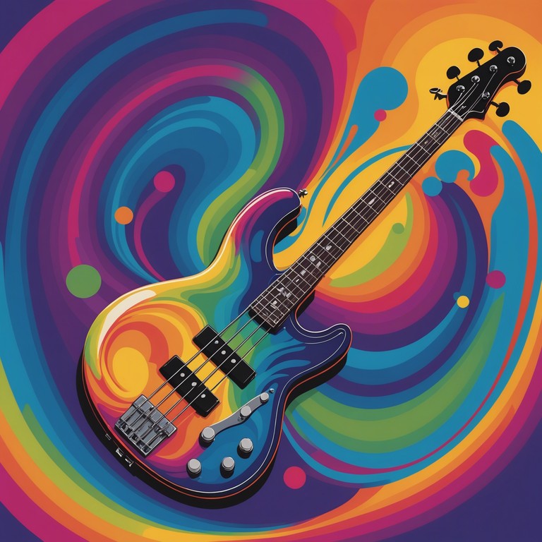 This track features a deep fusion of trippy electronic elements and classic funk rhythms, creating a soundscape that feels like a psychedelic journey through sound. The use of a prominent electric bass brings the funk groove to life, while spaced out synthesizers swirl around, creating a feeling of floating through the cosmos.