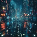 eerie synths underscore a desolate cyberpunk cityscape