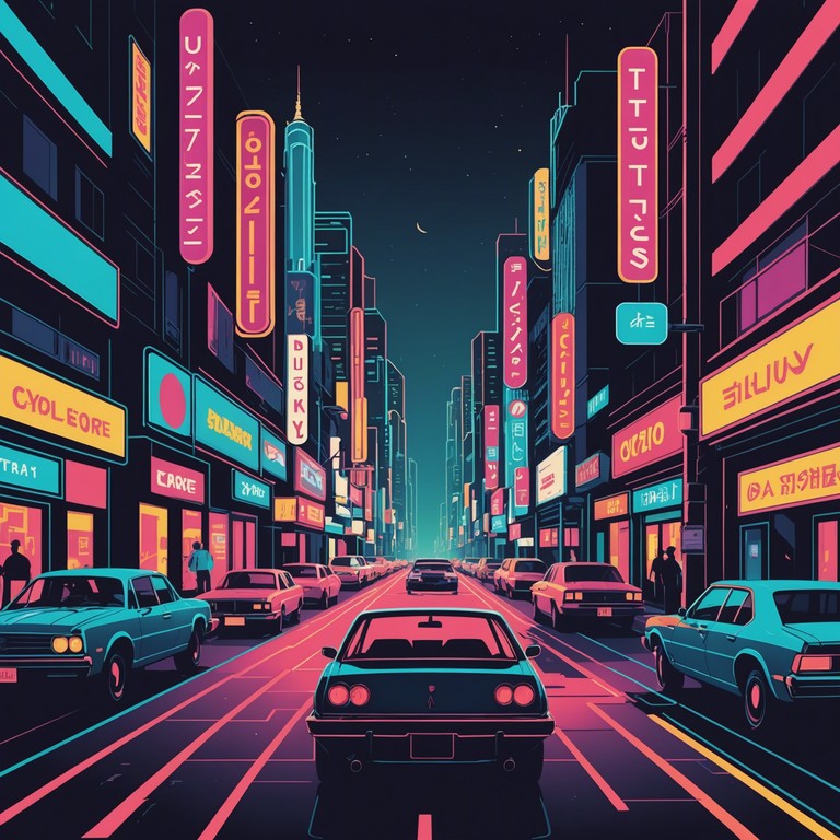 A vibrant journey through neon lit streets with shimmering synth waves and infectious beats providing a backdrop for a midnight adventure in the city. The track features complex layers of sound that build and recede, giving a sense of movement and excitement. This composition uses innovative electronic effects to create a dreamlike atmosphere that's both captivating and energizing.