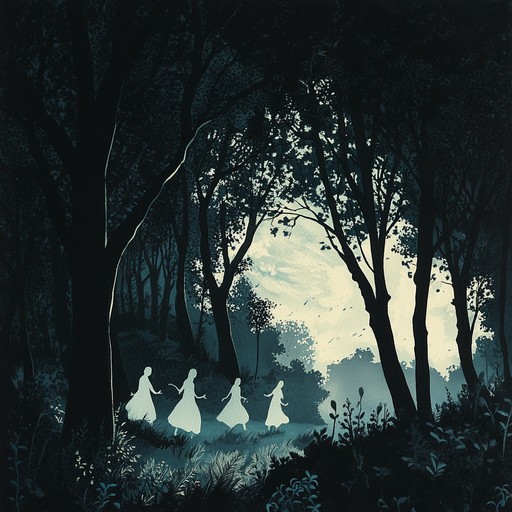 An instrumental composition that combines lively folk rhythms with eerie and haunting melodies, creating a vibrant yet shadowy soundscape that evokes ancient tales and mysterious forests