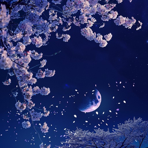 The track invites listeners to a serene japanese night with the delicate interplay of koto and shakuhachi, evoking the peaceful ambiance of sakura blossoms falling under the moonlight.