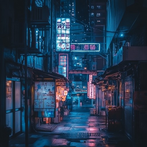 An instrumental track featuring pulsating techno beats and haunting synths, creating a suspenseful atmosphere that evokes a nocturnal journey through a futuristic cityscape shrouded in mystery.