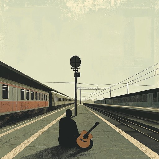 On a cold, moonlit night, a lone blues guitarist shares his soulful tales of lost love and heartbreak by the fading light of a train station. Each note plucked resonates deep melancholy and timeless stories, echoing the blues' profound tradition