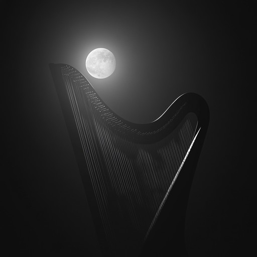 Delving deeper into the night, the eerie yet serene tones of the harp echo through the trees, embodying the duel between light and shadow, creating a soundscape that is as haunting as it is beautiful.