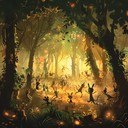 bright, lively melodies capturing playful forest creatures' antics