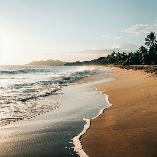 Feel ultimate relaxation as rumba rhythms serenade you by the ocean. Serene guitar melodies play alongside the gentle roll of the waves, casting a warm glow over your spirit. Perfect for those seeking to unwind and indulge in a tranquil moment.