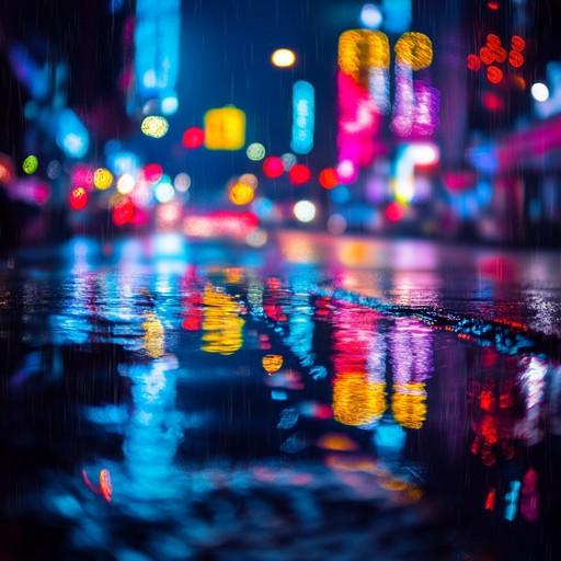 Dive into the neon lit dystopian future, where ethereal melodies masterfully intertwine with driving, pulsating cyberpunk synths. The track conjures vivid images of bustling, rain soaked cityscapes bathed in colorful neon glows, evoking a sense of intrigue and the unknown lurking in urban shadows.