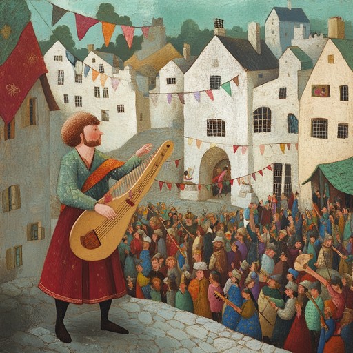 An upbeat melody that brings to life the festive spirit of a troubadour's performance in a medieval village. The playful rhythms and harmonies reflect the cheerful interactions among villagers, highlighting a time of celebration and merriment.