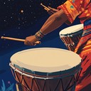 powerful tribal drums, nighttime energy.