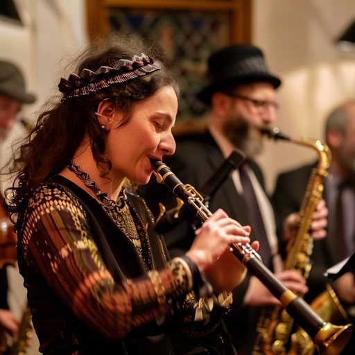 An upbeat and captivating klezmer piece that seamlessly blends traditional jewish melodies with modern rhythmic patterns, creating an exhilarating dance track. Intricate clarinet leads, lively accordion, and driving beats provide a spirited atmosphere perfect for joyous celebrations