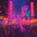 vibrant synth rhythms portraying joyful energy of night city