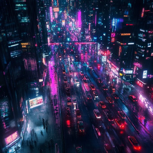 An energetic and rhythmic instrumental piece that blends modern electronic beats with urban soundscapes to evoke the bustling nightlife of a city immersed in neon lights and vibrant streets.