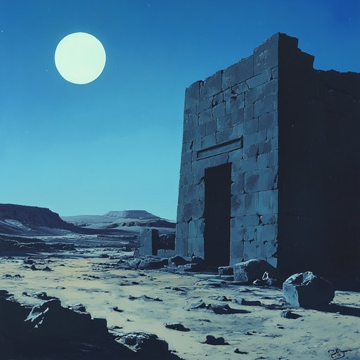 A mystical, eerie track using traditional middle eastern instruments and synths to create an atmosphere of ancient terrors and unseen threats. The oud's haunting strums mingle with droning electronics to transport listeners to a ghost laden desert.