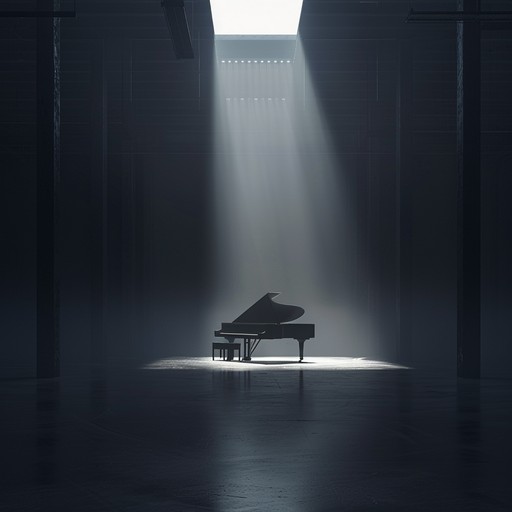 A solitary piano gently strikes chords that echo like whispers in a vast, shadowy hall, crafting an enigmatic auditory landscape that pulls the listener deeper into its mysterious world.