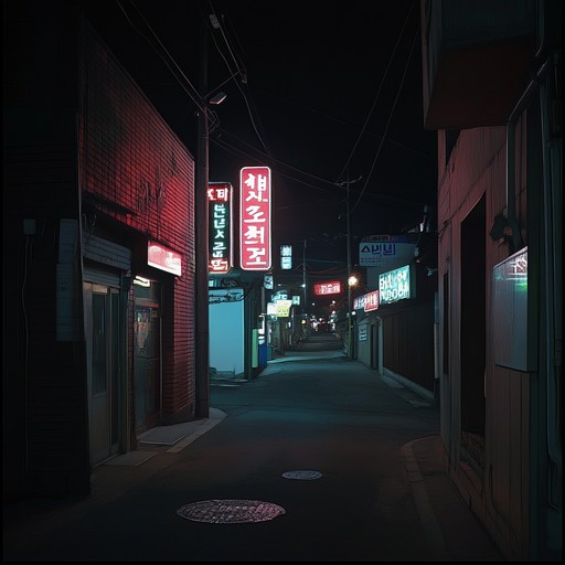 An instrumental k pop song merging haunting synths with gayageum melodies, crafting a creepy soundscape that feels like wandering through eerie, shadow filled streets under a moonless sky.