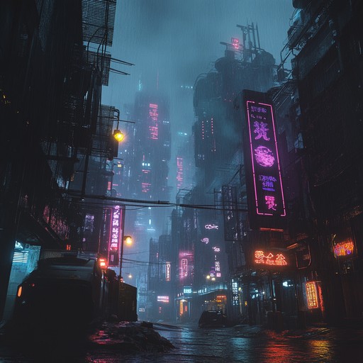 A futuristic track with creepy synthesisers and chilling bass that evokes a sense of unease and mystery. The soundscape paints a picture of a ghostly, neon lit urban wasteland.