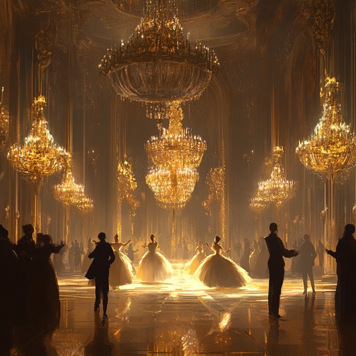 An opulent orchestral harmony featuring strings, brass, and woodwinds. Starting with a gentle harp intro, it builds into a grand symphony that evokes the elegance and opulence of historic ballrooms. Ideal for cinematic depictions of grandeur and timeless beauty.