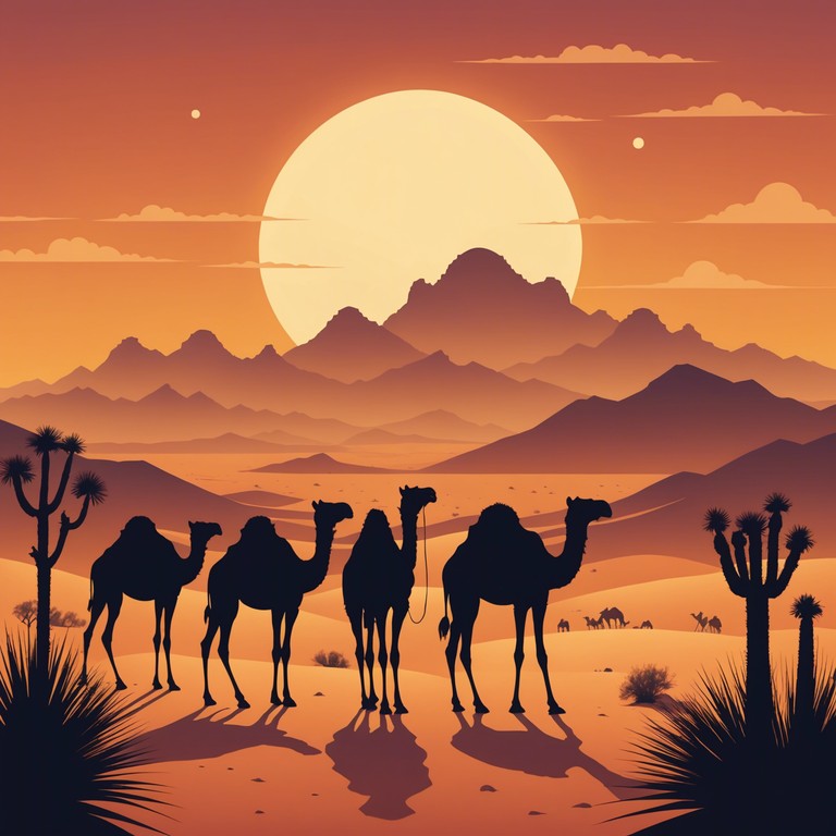 This composition combines traditional orchestral elements with exotic instruments to create a rich tapestry of sounds, embodying a journey through mystical deserts and forgotten lands. The piece utilizes a wide range of instruments to evoke scenes of ancient caravans and sprawling sands, with a dramatic crescendo that captures the awe of discovering a lost oasis.