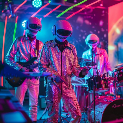 An exhilarating blend of funky bass lines, futuristic synths, and celestial rhythms creating an adventurous audio voyage through outer space. This upbeat track captures the playful essence of a galactic exploration infused with funky beats and cosmic vibes.