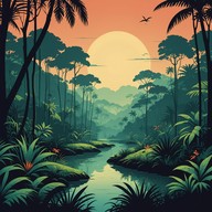 vibrant jungle rhythms with playful melodies.