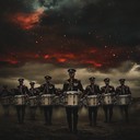 powerful drumbeats evoke the force of an army advancing