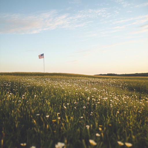 This soft orchestral piece features a peaceful interaction between piano and strings, creating a relaxing yet proud atmosphere. It inspires feelings of patriotism and reflection through its gentle, flowing harmonies.