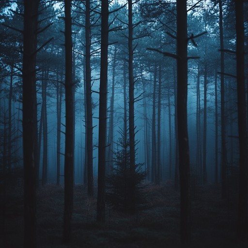 Explore the calm yet eerie depths of a shadowy forest where the whispers of the ancient trees blend with the soothing hum of ambient textures, creating a tranquil, darkly atmospheric soundscape that evokes the quiet serenity and hidden mysteries of nature at twilight