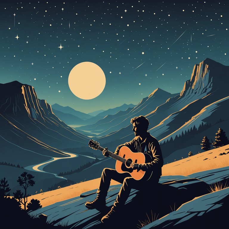 Delving deeper into the essence of shadowy folk music, echoes beneath stars presents a thoughtful exploration into the forgotten corners of the human soul, enhanced by the simplistic strumming of an acoustic guitar that guides the listener through a nighttime journey filled with introspection and existential realization.