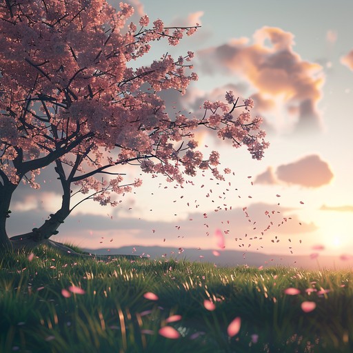 This piece beautifully combines a soothing piano ethos with the gentle whisper of ethereal chimes, creating a soundscape perfect for moments of quiet contemplation in anime. The song evokes a tranquil recollection of blooming sakura, stirring emotions of nostalgia and inner peace