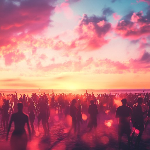 This exhilarating composition melds punchy bass, rhythmic guitar riffs, and vibrant percussion to craft the ultimate dance track. Picture a lively beach gathering at sunset, with everyone swaying to the irresistible rhythm.