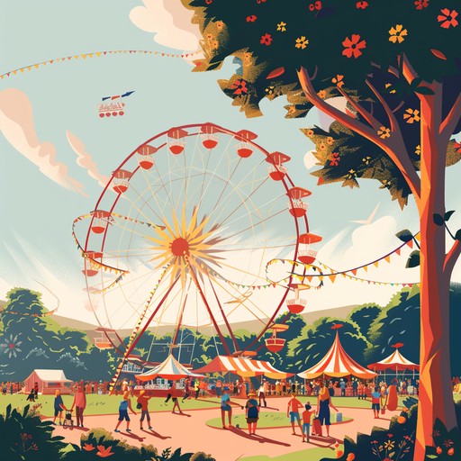 Set in a rural county fair, this instrumental piece uses sunny banjo melodies to capture the essence of whimsical americana adventures. Bright and cheerful, it evokes images of vibrant fairgrounds, merry go rounds, and cotton candy stalls.