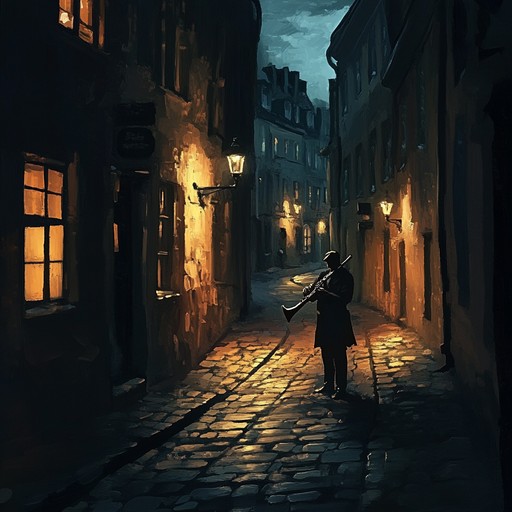 A haunting instrumental klezmer piece that evokes the feeling of wandering alone through shadowed streets at midnight, combining traditional eastern european melodies with a dark, atmospheric tone