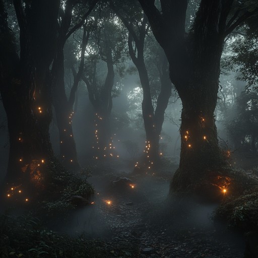 A somber journey through an ancient forest, where each tree seems to hold a secret. The music, filled with haunting whispers and eerie melodies, encapsulates the mystical and melancholic atmosphere of this secluded woodland sanctuary