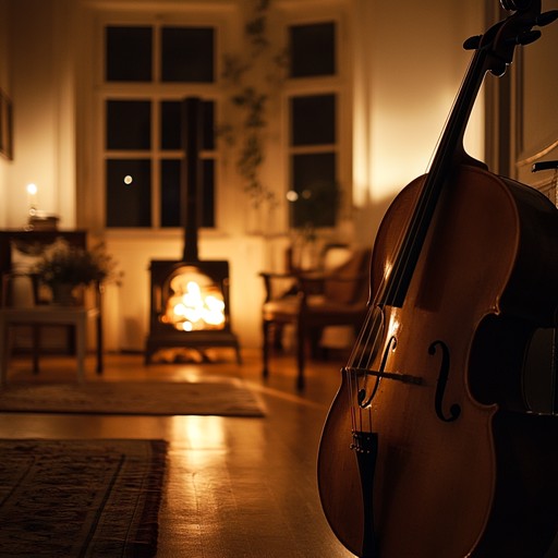 As dusk descends on a snowy christmas eve, the soulful echoes of a cello carve a moment of tranquility. In this magical twilight, time seems to stand still, and each note is a gentle touch of frost glinting under the soft glow of streetlamps.