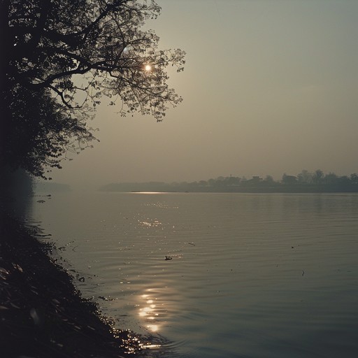 A serene composition embodying the essence of ancient indian riverbanks, intertwining gentle raga melodies with soft, flowing rhythm, perfect for meditation and introspection