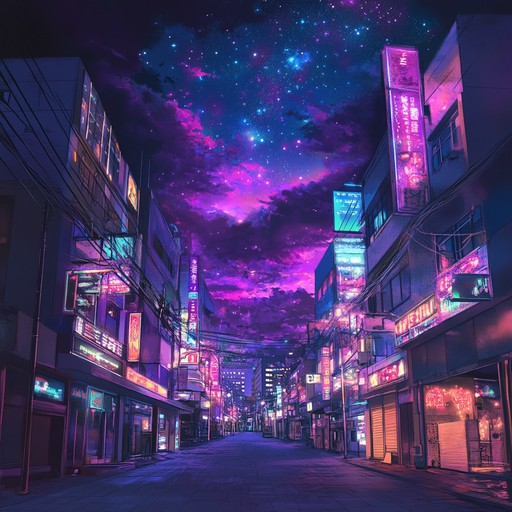 Dive into an entrancing musical journey with electric beats and dreamy flows, weaving through vibrant, surreal realms evocative of a neon lit anime cityscape. Pulsating synthesizers merge with intricate melodies, creating an ambience that is both hypnotic and whimsical, perfect for an otherworldly adventure.